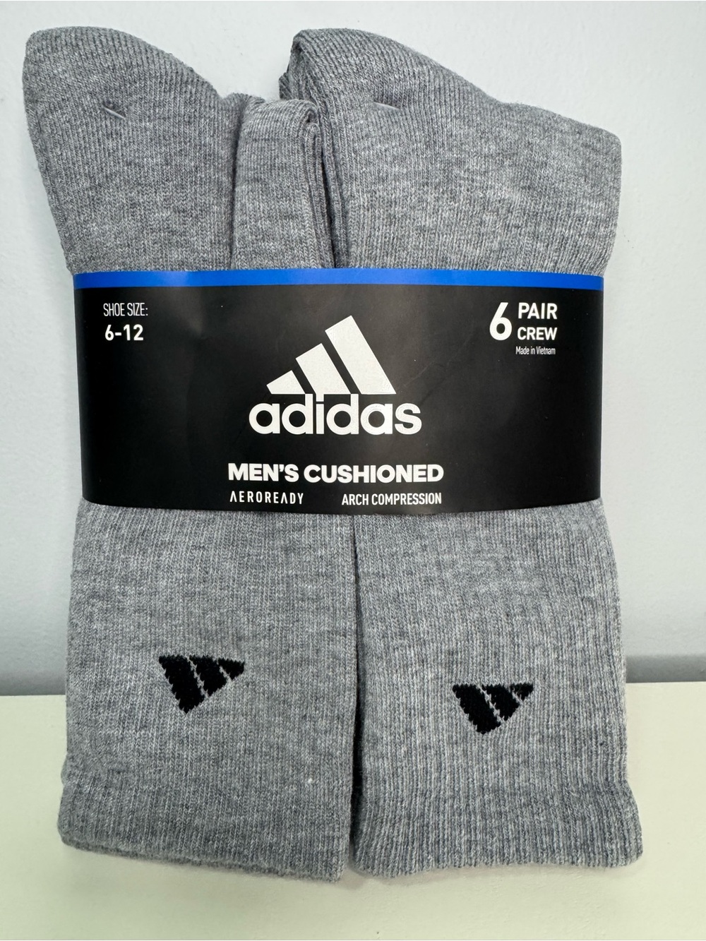 adidas Men's Cushioned Crew Socks - Gray (6 Pack)